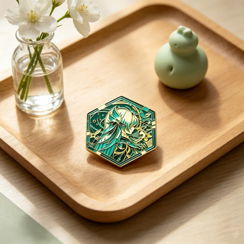 Firefly Hexagon Enamel Pin Badge, Honkai Star Rail Fanart Metal Lapel Brooch for Backpack Jacket, Collectible Gift