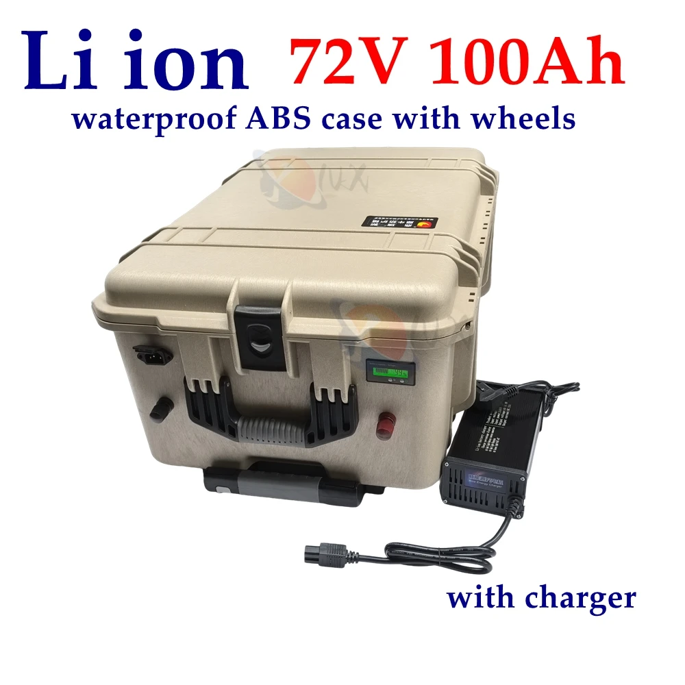 

YNX waterproof 72v 100Ah lithium ion battery li ion with BMS wheel trolley case for 7200W bike tricycle Forklift EV +10A charger