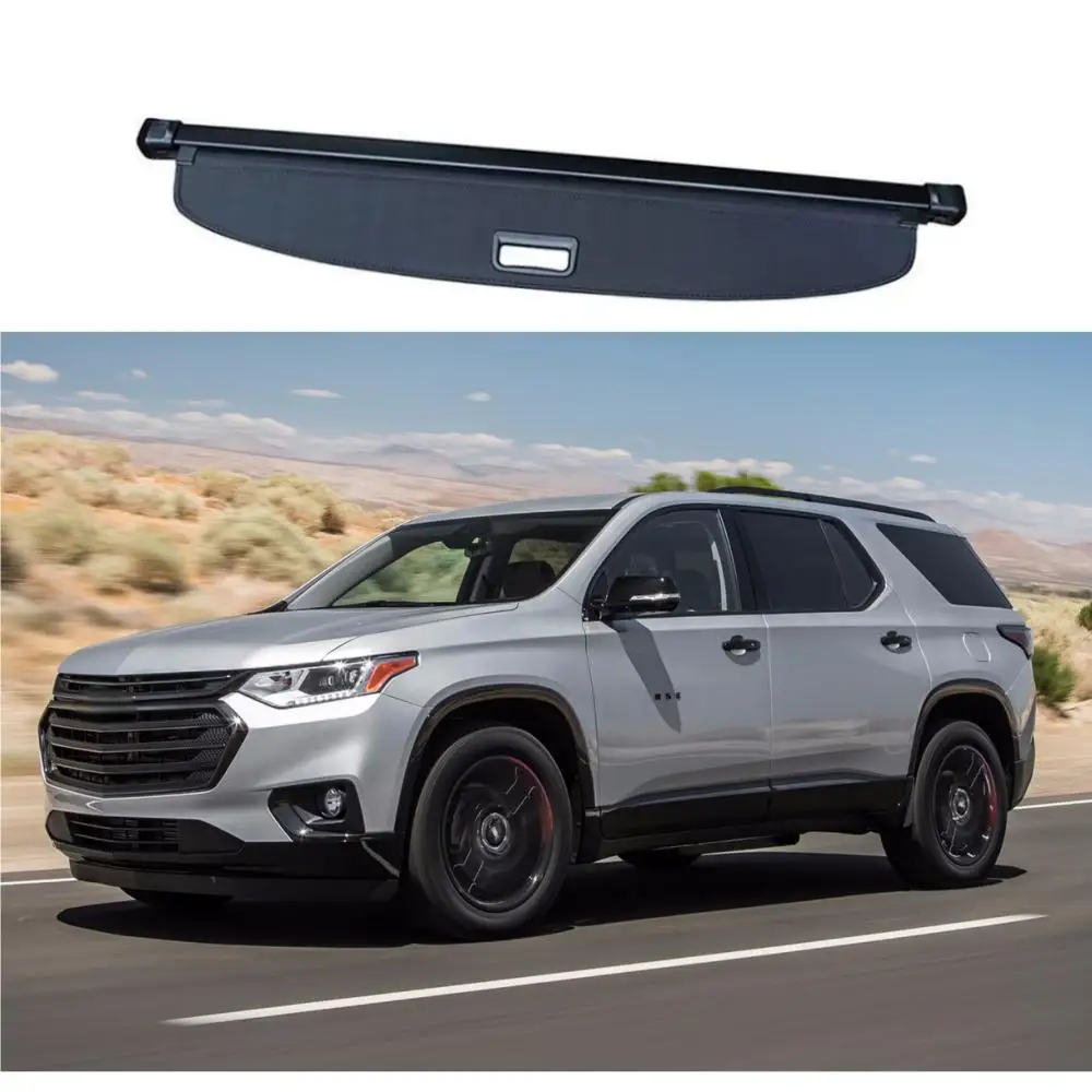 Black Canvas Rear Trunk Shade Retractable Cargo Cover for Chevrolet Traverse 2018