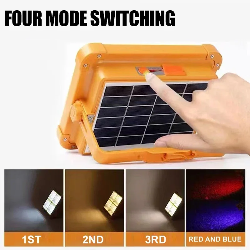 Newest 2000Watts LED Solar Floodlight Rechargeable Emergency Lighting Outdoor Camping Portable Lamp Waterproof Searchlight Hot