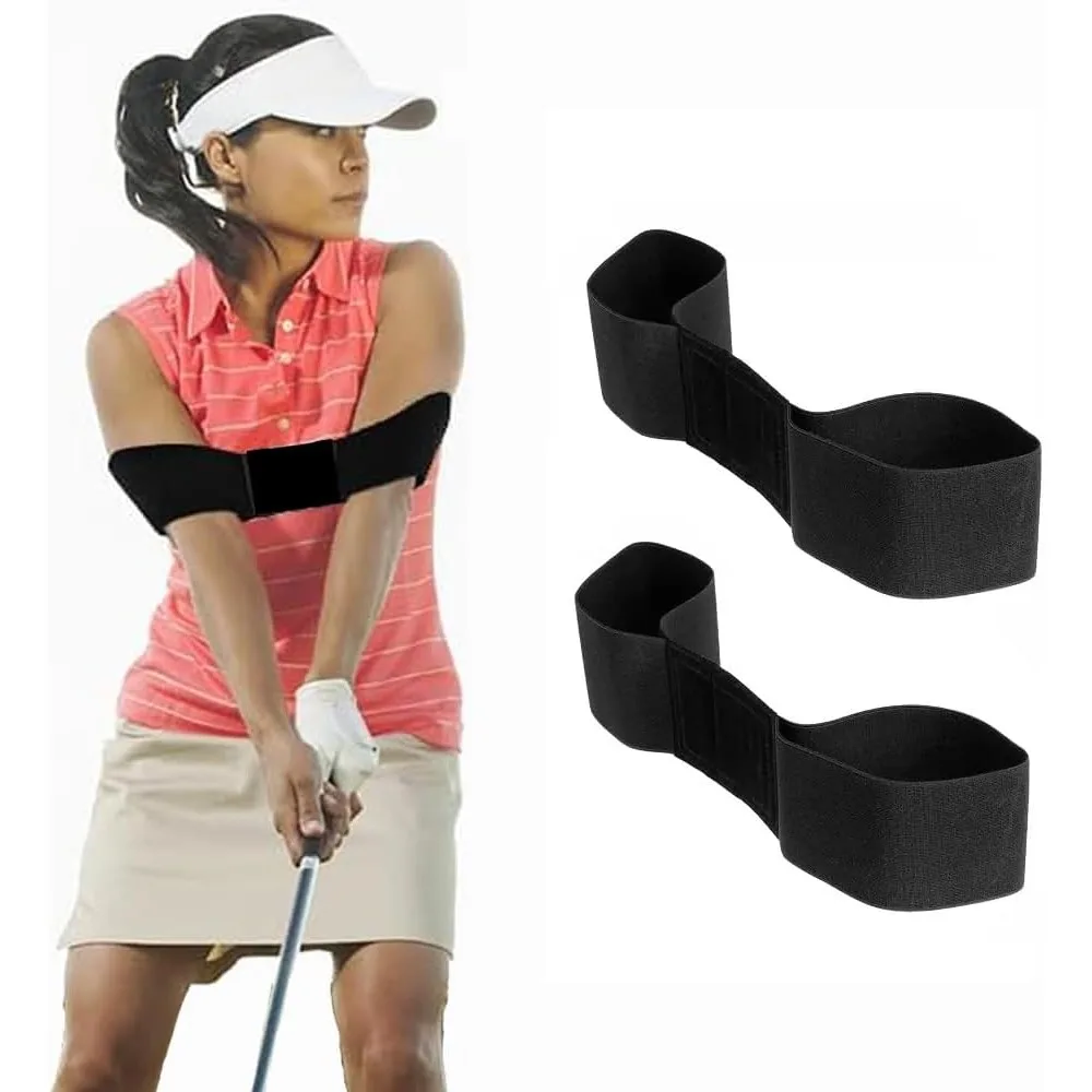 2 Pack Golf Swing Arm Band Golf Swing Training Aid Elastic Swing Correcting Trainer Band for Golfers Beginners Arm