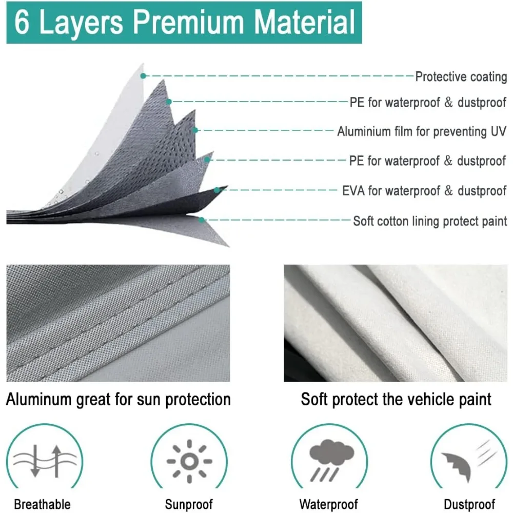 غطاء سيارة مناسب تمامًا لحماية جميع الأحوال الجوية، مقاوم للماء عالي التحمل، مناسب لموديلات 1990-2025، حماية من أشعة الشمس والأشعة فوق البنفسجية والمطر،
