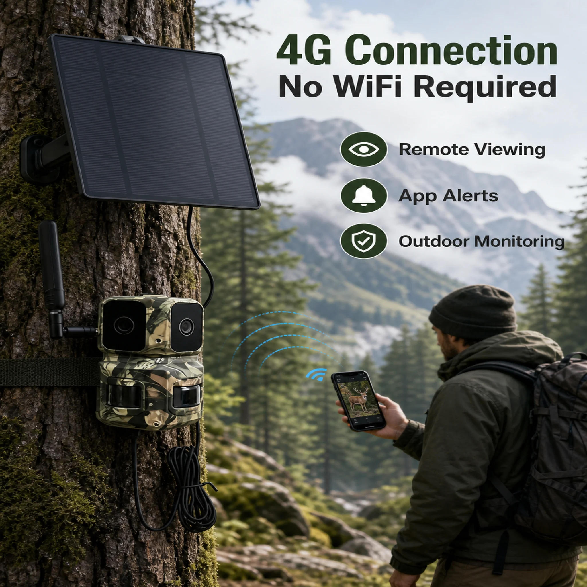 A20 4G Dual Camera Outdoor Tracking Hunting Camera 180 Degree View Infrared Night Vision for Wildlife Monitoring