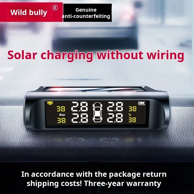 

Car with display tire pressure monitor four wheel external wireless solar tire pressure monitor