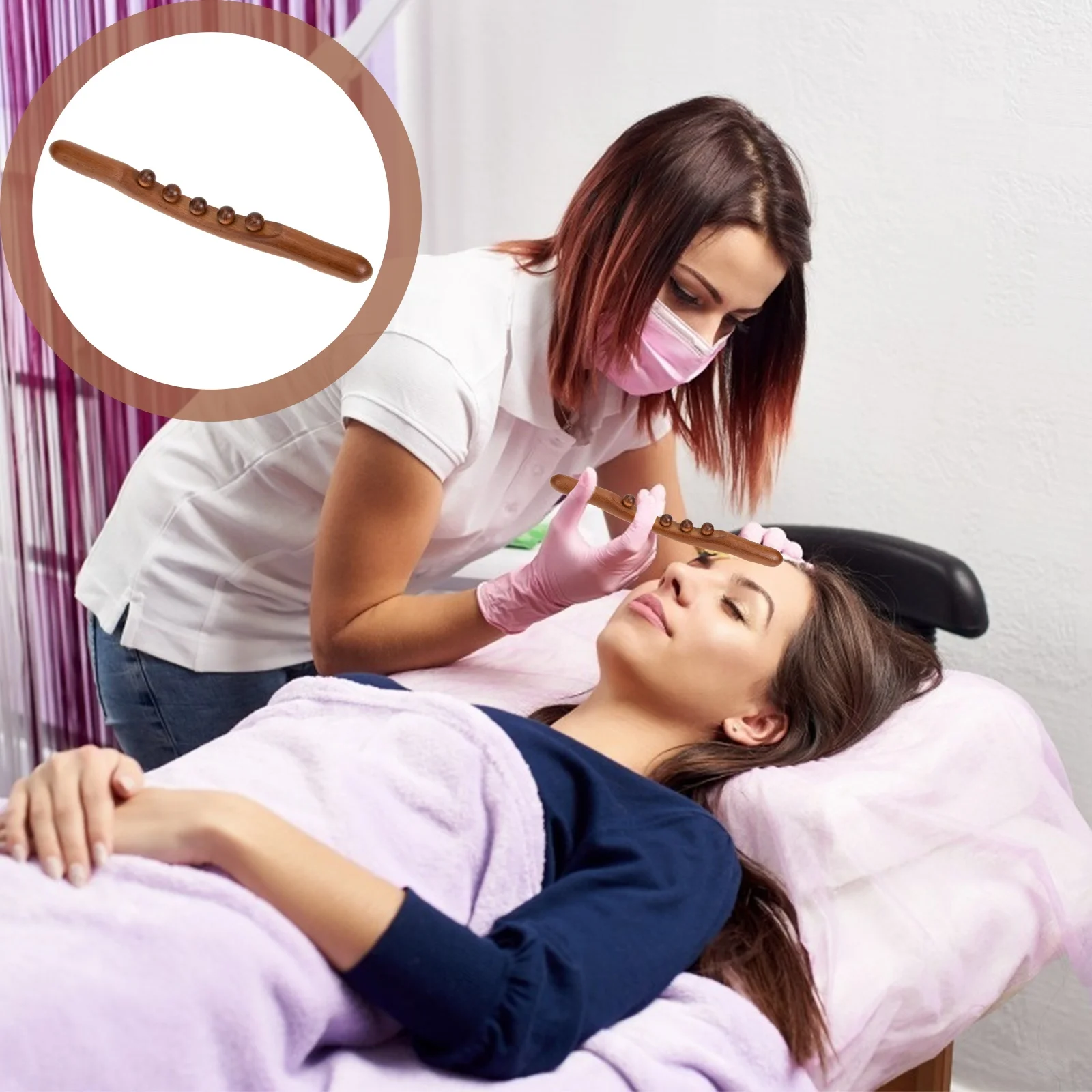 Masażer drewniany do akupresury, przenośny, wytrzymały, gładki, komfortowy, do masażu oczu, szyi i pleców.