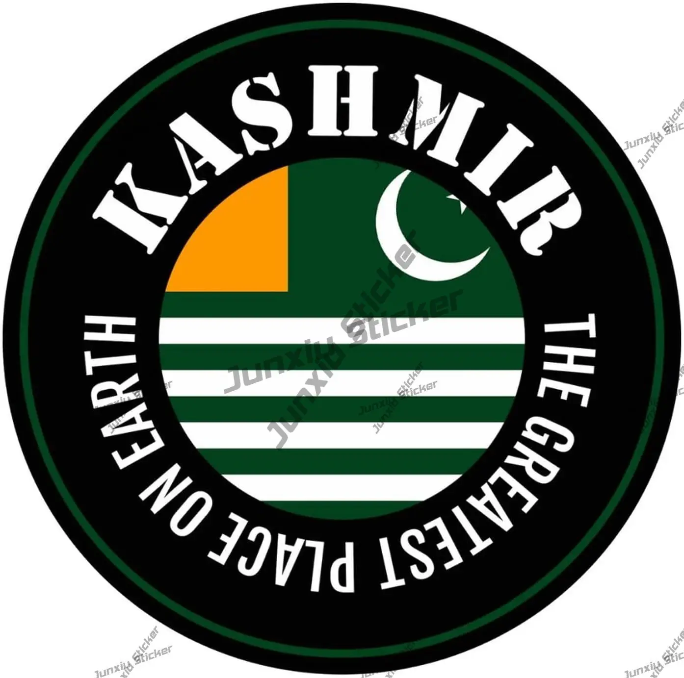 Kashmir Vinyl Decal The Greatest Place on Earth Sticker Kashmir Round Flag Durable Decal for Car Water Bottles Bumper SUV Trunk