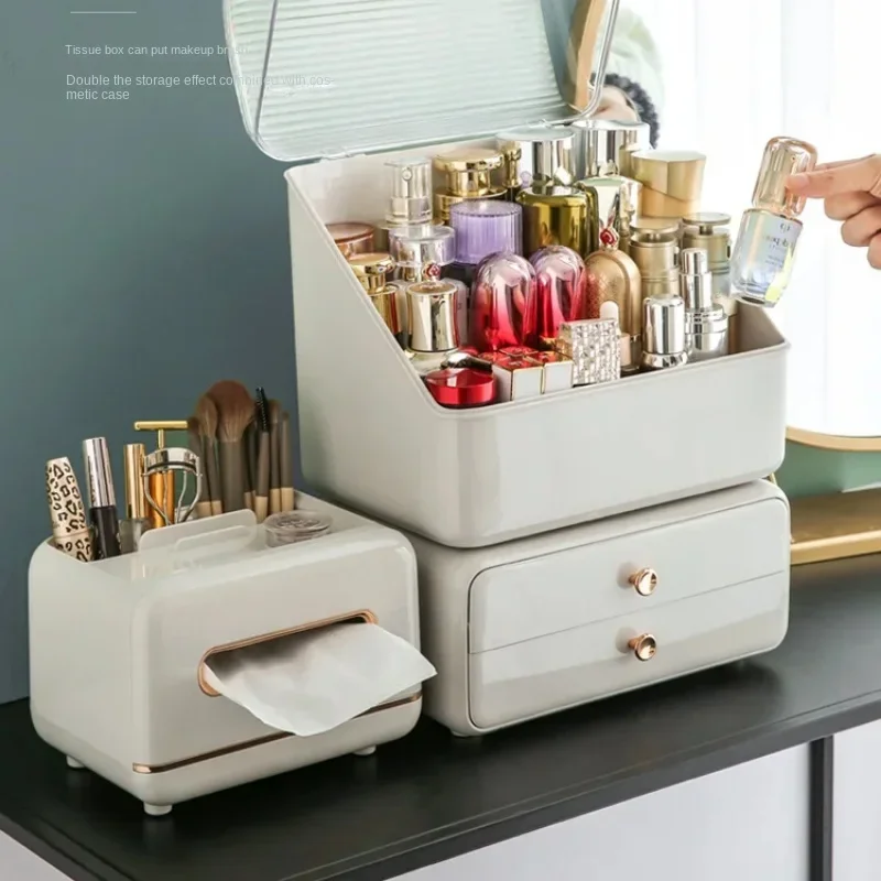 Acrylic Cosmetics Storage Box Lipstick Jewelry Skincare Holder Makeup Organizer Dustproof Drawer Dresser