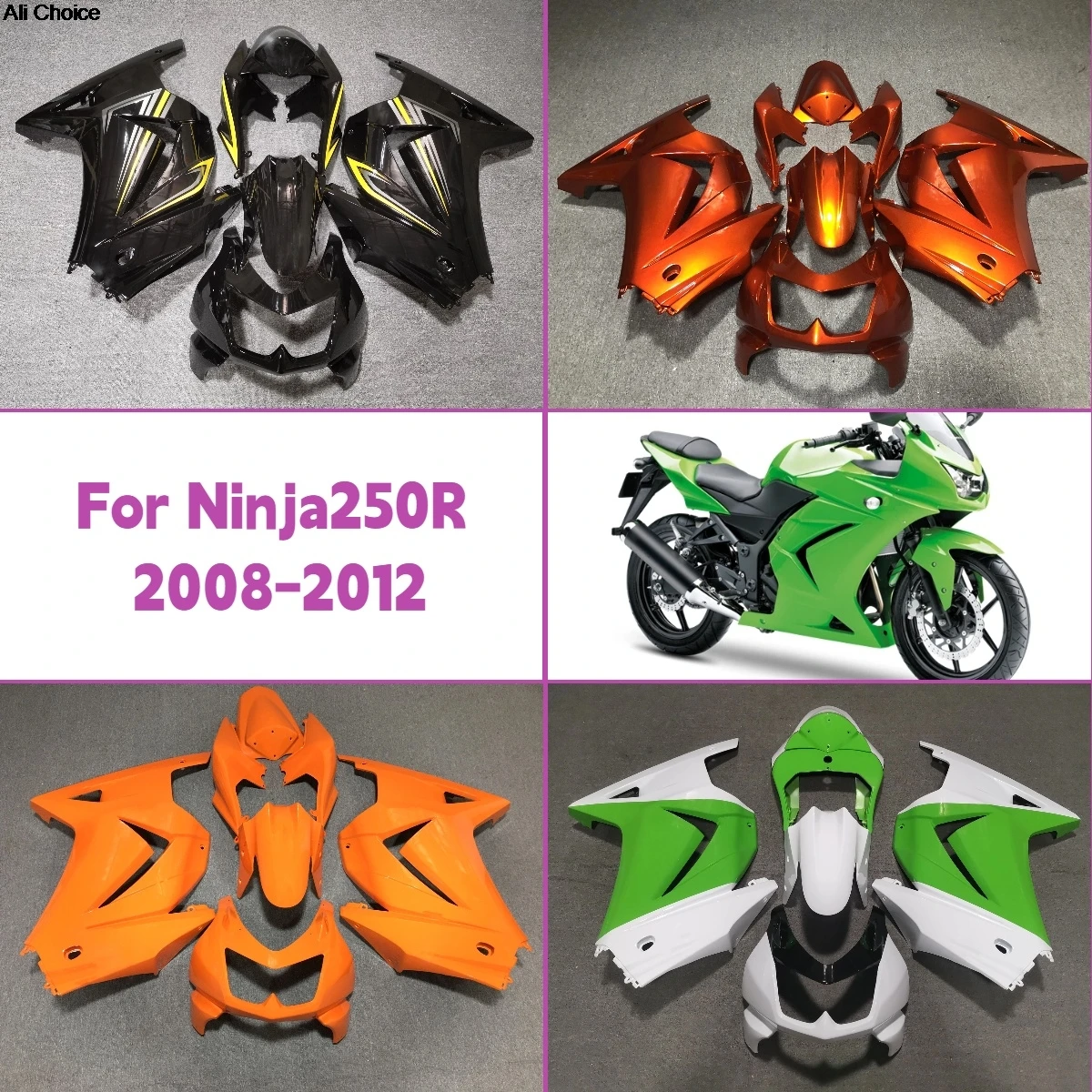 

New 2008-2012 Ninja250R Plastic Fairings Cover Perfect Fit for 08-12 Kawasaki Ninja 250R Motorcycle Bodywork Fairing Kit