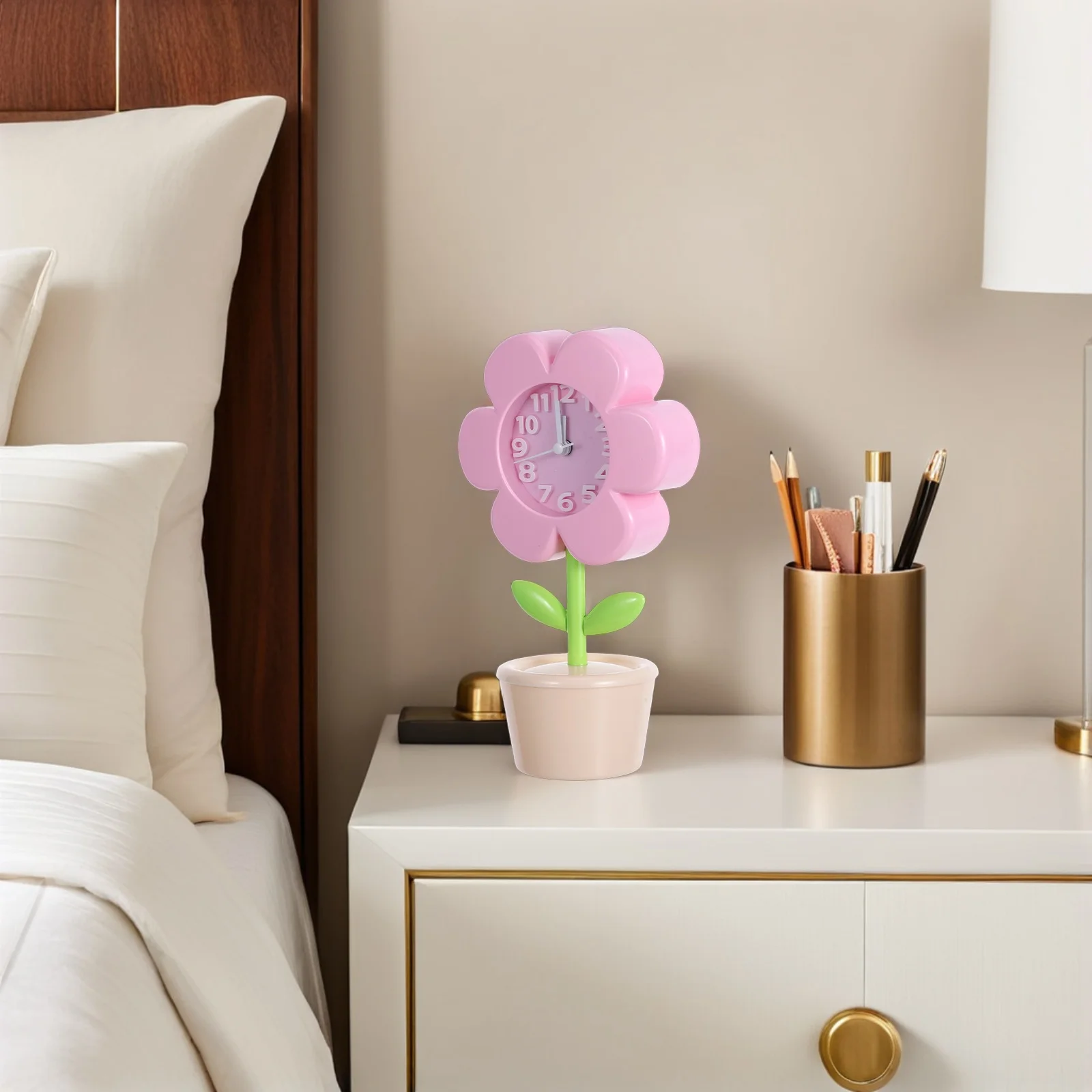 

Creative Flower Clock Children's Alarm Clocks for Bedrooms Bedside Silent Table Cute