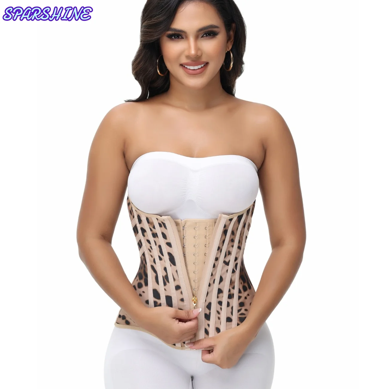 

Женский тренажер для сжатия талии, передняя молния, контроль живота, корректирующие колючки, колумбийский пояс для похудения Fajas, корректирующее белье BBL