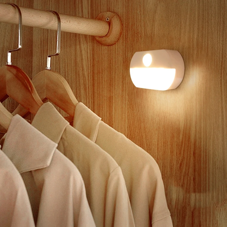 Motion Sensor LED Night Light Battery Powered Night Lamp For Bedroom Kitchen Cabinet Wardrobe Lamp Staircase LED Closet Light