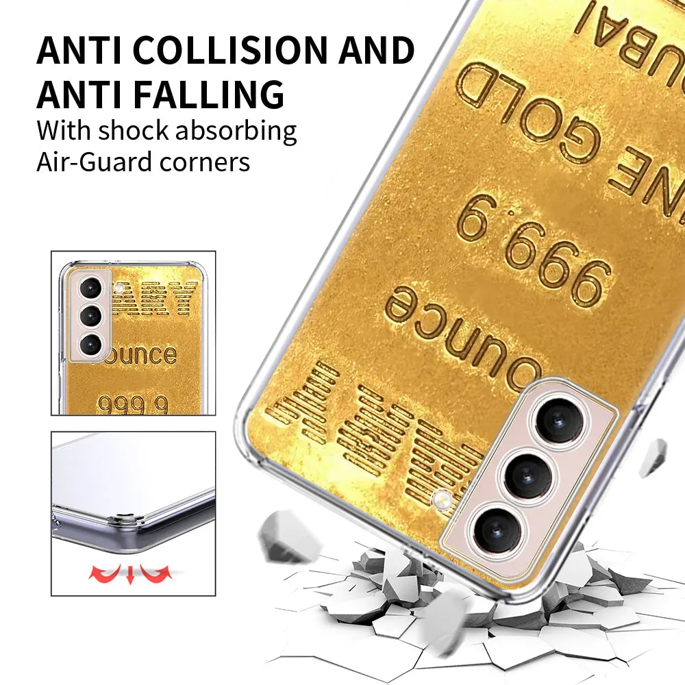 Fine Gold Pattern Printing Case for Samsung Galaxy S23 S20 S21 FE S22 S24 Ultra S8 S10 Lite S9 Plus S10e Clear Soft Funda