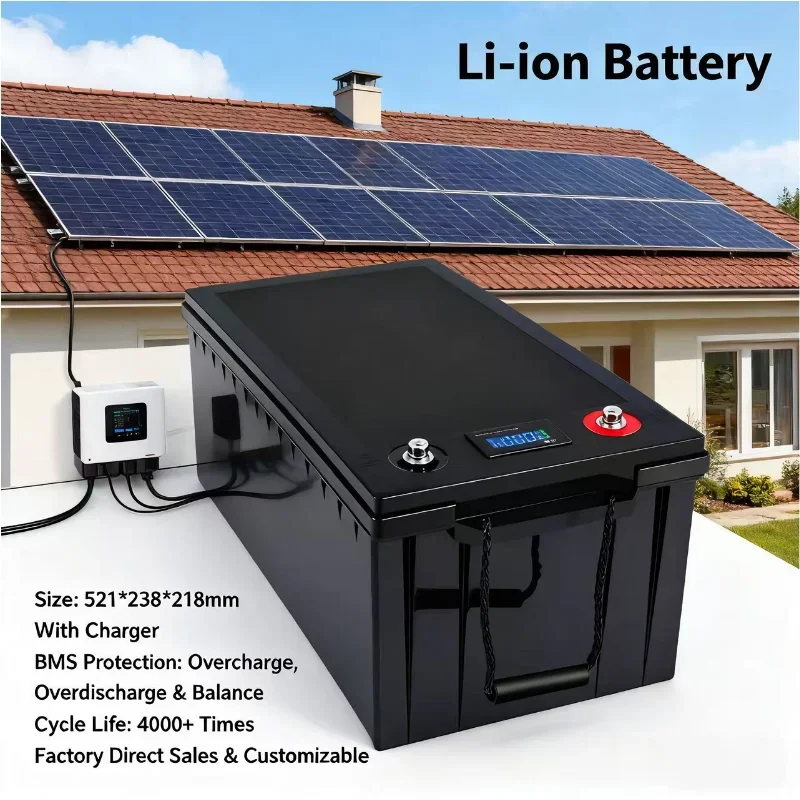 Forte Power 24V 200Ah 300Ah Lithium Battery 3.7V Li Ion Cell with 100A BMS for Solar Panels Inverter + Charger