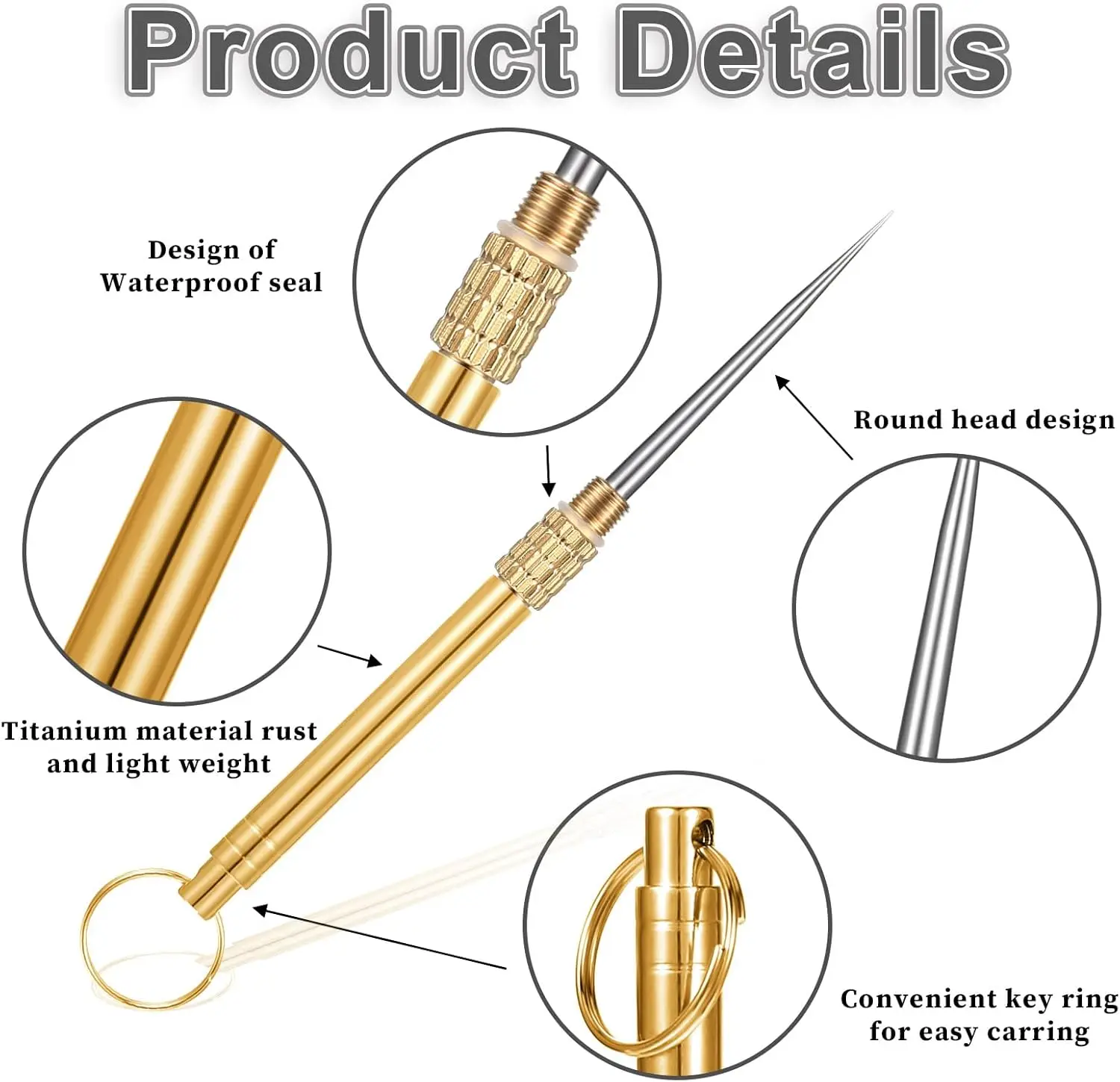 Portable Mini Toothpick, Reusable Toothpick, Stainless Steel Keychain Metal Toothpick for Picnics, Camping, and Travel