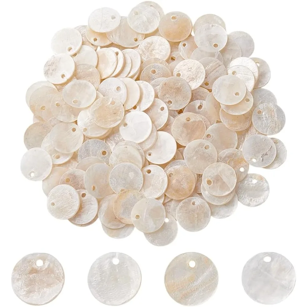 

Flat Round Shell Charms White Capiz Shell Discs Charms Mother of Pearl Seashells Charm for Earring Necklace Jewelry
