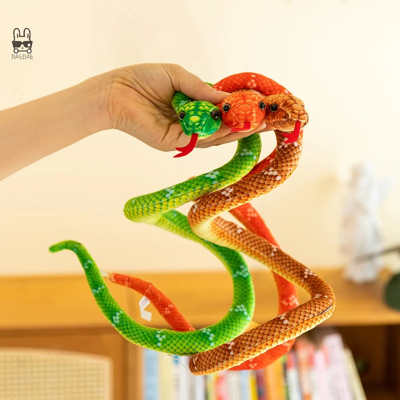 1Pcs 80/110cm Simulation Printed Snake Chinese Mascot Plush Toy Stuffed Soft Animal Dolls Festive Decoration Toy For New Year