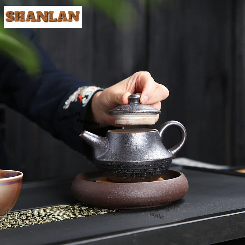 180 مللي إبريق الشاي الفخار الأسود الياباني خمر الشاي Infuser وعاء صنع الشاي غلاية مع فلتر شاي بوير حفل لوازم الديكور #3