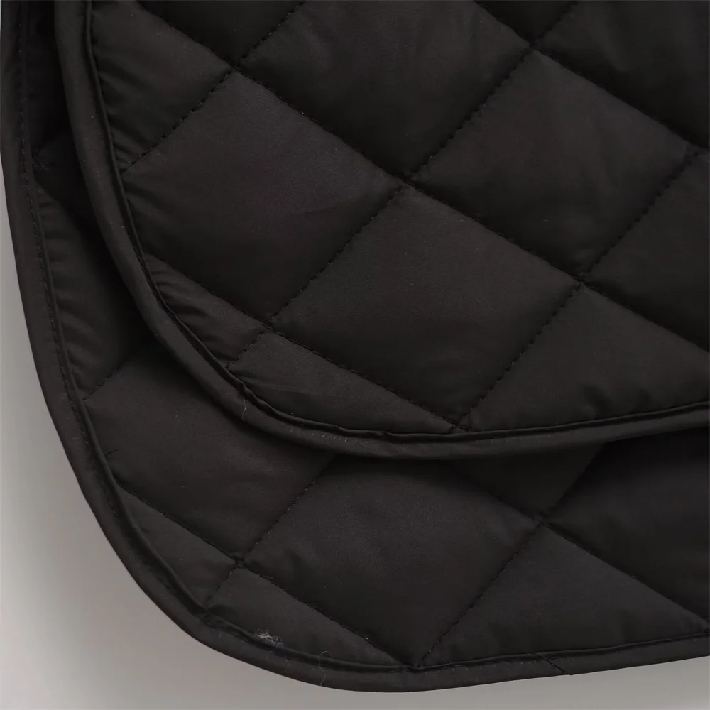 겨울 신상 여성용 루즈하고 심플한 따뜻한 버튼 다이아몬드 격자무늬 퀼팅 중간 길이 코튼 재킷