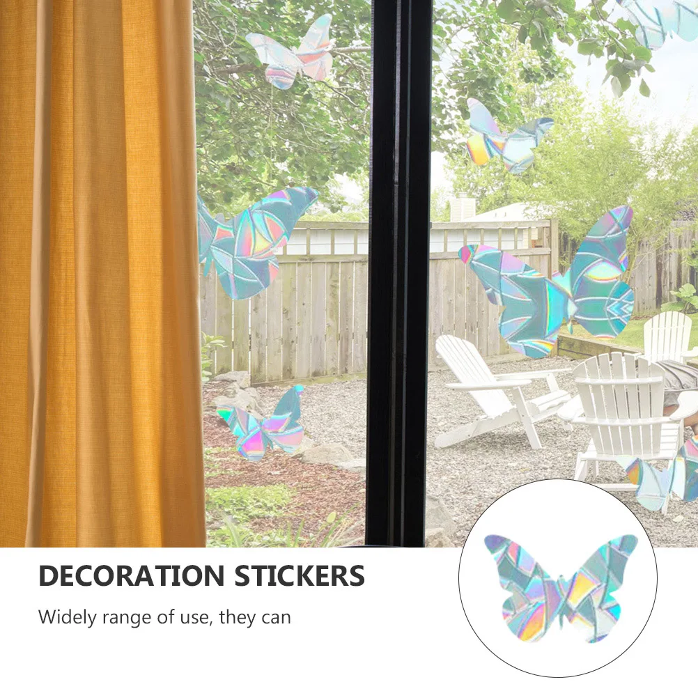 

1 set Creative Butterflies Stickers Birds Alert Decals Lifelike Pvc Static Window Clings For Glass Doors Bay Windows