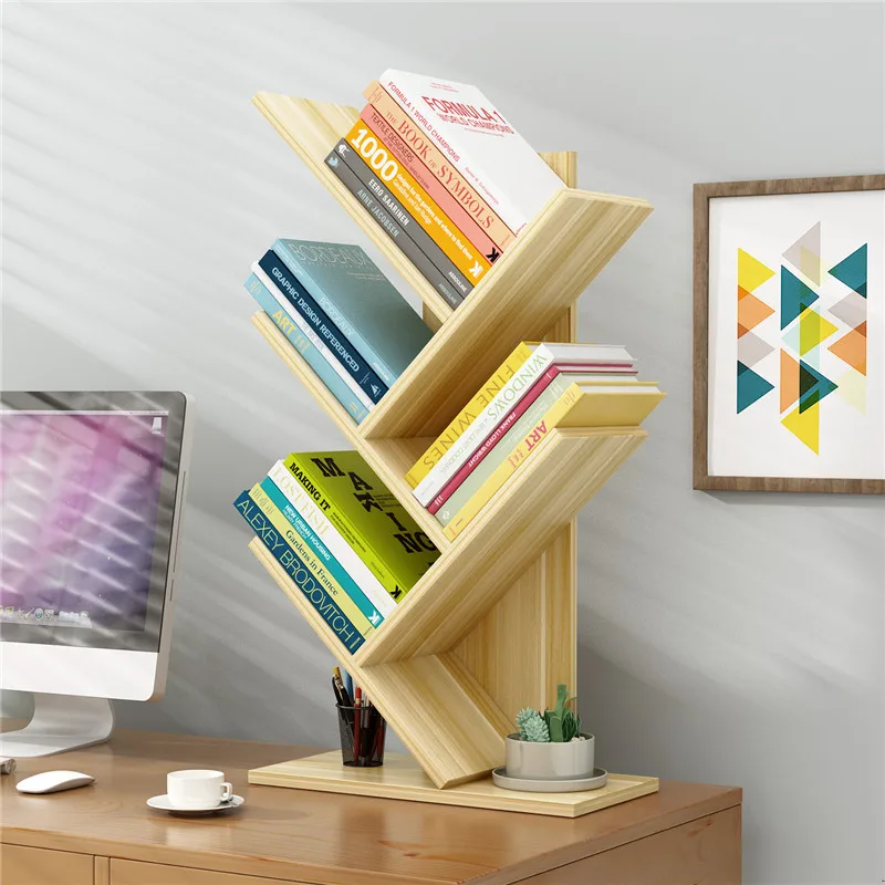Desktop tree bookshelf multi-layer simple floor fish bone small bookcase