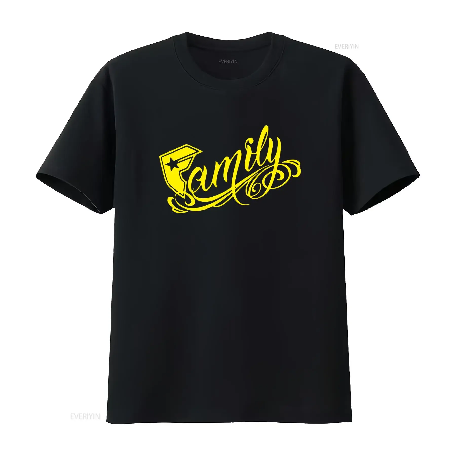 Vintage Famous Stars And Straps Logo Family Black Yellow T Shirt Large Size Retro Style  vintage Washed Comfortable Stretched