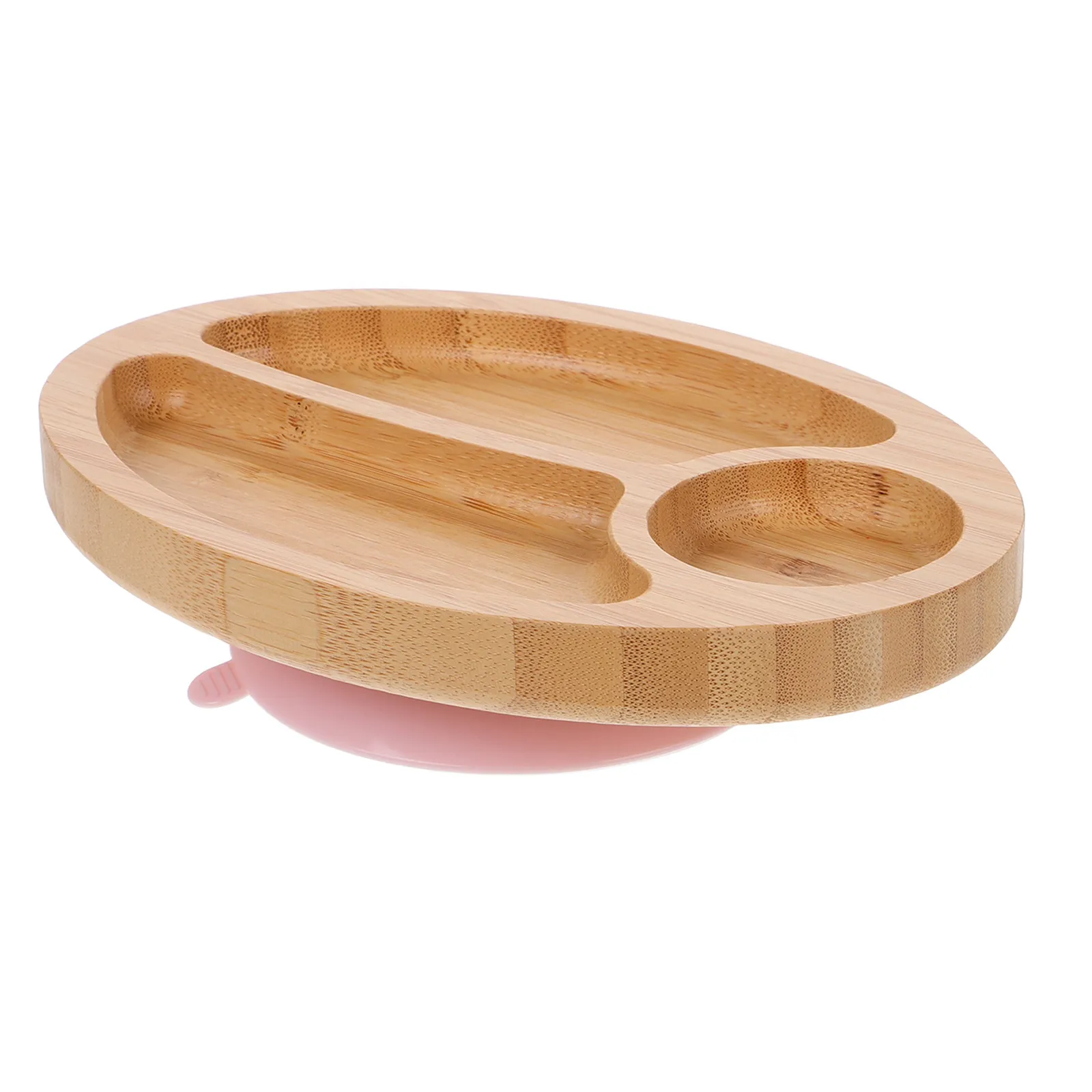 Bamboo Kids Plate Reusable Toddler Plate For Baby Boy Suction Toddlers Divided Compartments Base Prevents Tipping