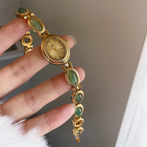 Relojes de lujo de alta gama para mujer, joyería verde elegante, pulsera de cuarzo de Jade, reloj de pulsera, regalo para mujer, reloj de vestir a la moda