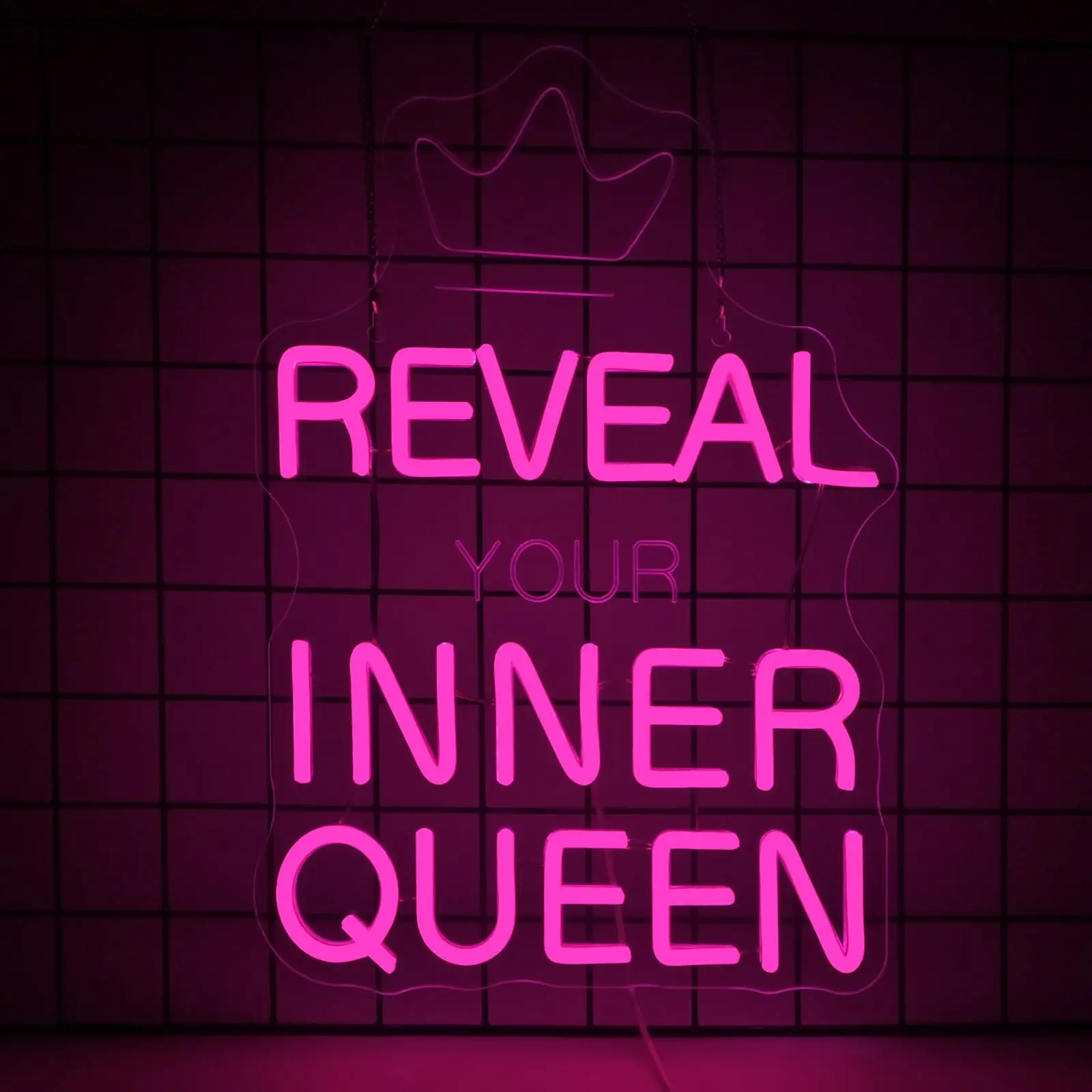 

Reveal Your Inner Queen Neon Sign Dimmable LED Wall Decor with Crown Empowerment Neon Light for Bedroom Vanity Closet Salon Drag