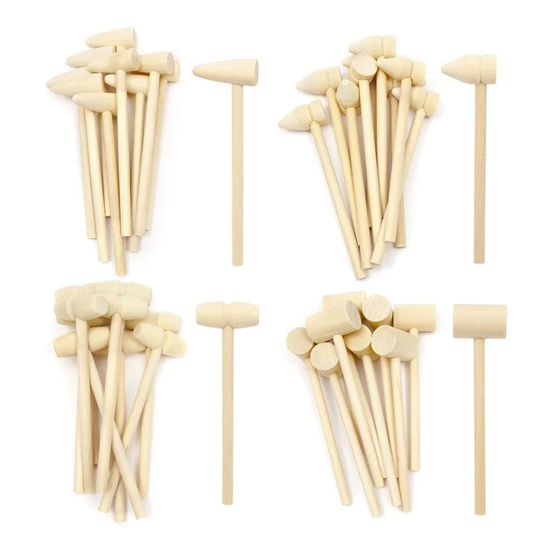 40 Pcs Mini Wooden Hammers Wood Crab Seafood Crab Lobster Mallets Wood Mallet Pounding Toy Small Shellfish Hammer Tool