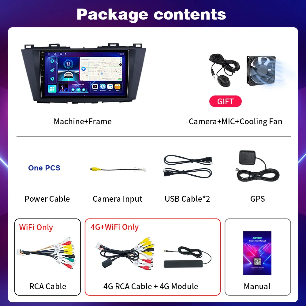 JUSTNAVI-Car Radio Multimedia Player, Autoradio estéreo, Navegação, Vídeo, Áudio, Mazda 5 Premacy, NISSAN Lafesta, 2010-2015