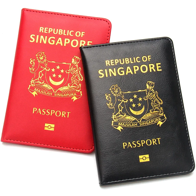 

PU Leather Singapore Passport Holder Wallet Passport Covers with SIM Card Holder Travel Document Orgainzer