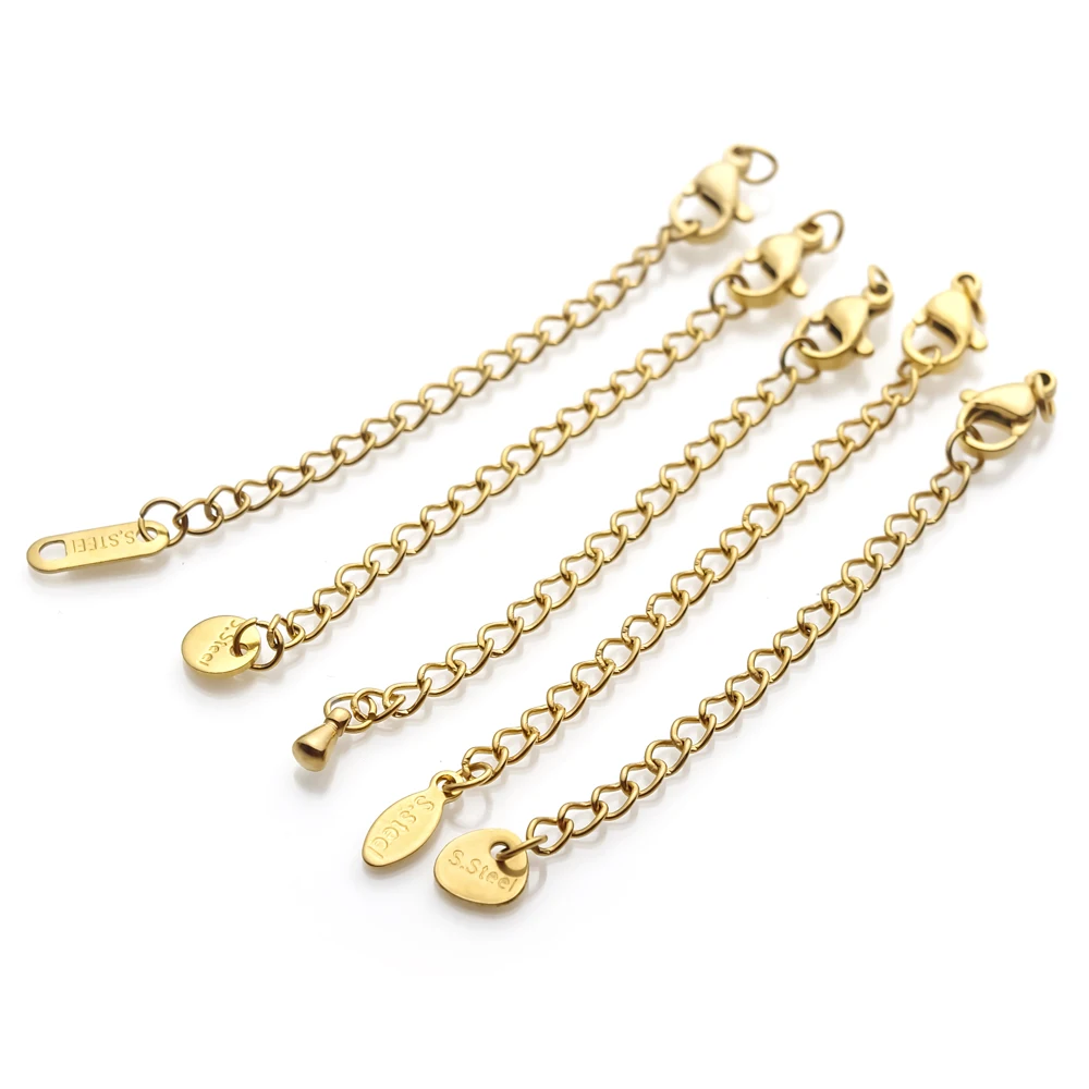 10-20pcs Stainless Steel Extension Tail Chain Lobster Clasps Connector Extended Chain for Bracelet Necklace Jewelry Making DIY