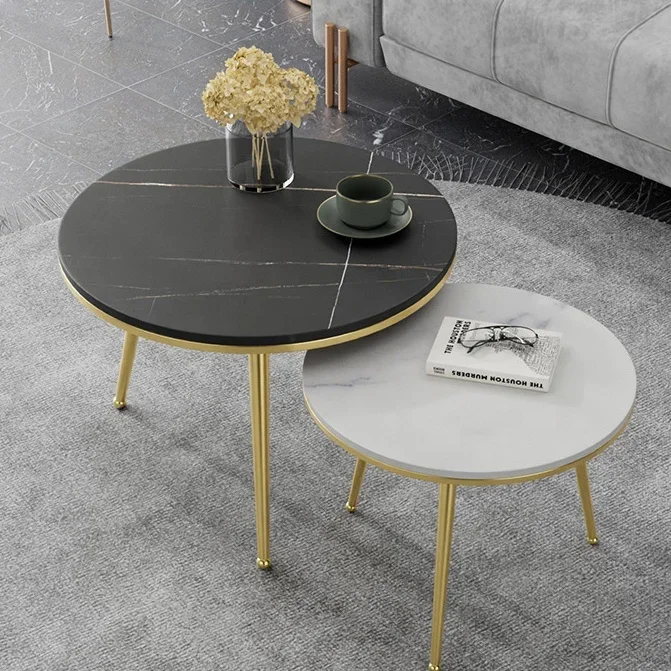 Luxury Coffee Table Set DIY Modern Living Room Furniture Otros Muebles De Sala Coffee Table Sintered Stone Nordic Round Marble