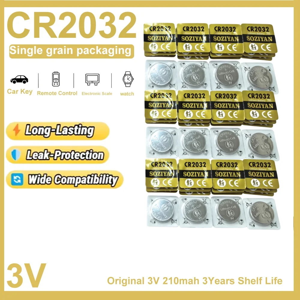 10-100Pcs Original CR2032 CR 2032 3V Lithium Coin Batteries Compatible with DL2032 BR2032 5004LC for Watch Toys Car Key Battery