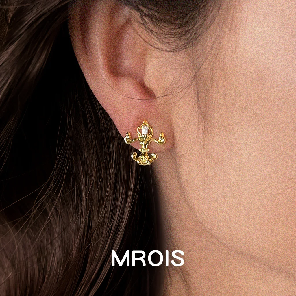 Original ancient Roman candlestick S925 silver needle literary and retro creative earrings factory, stud earrings female