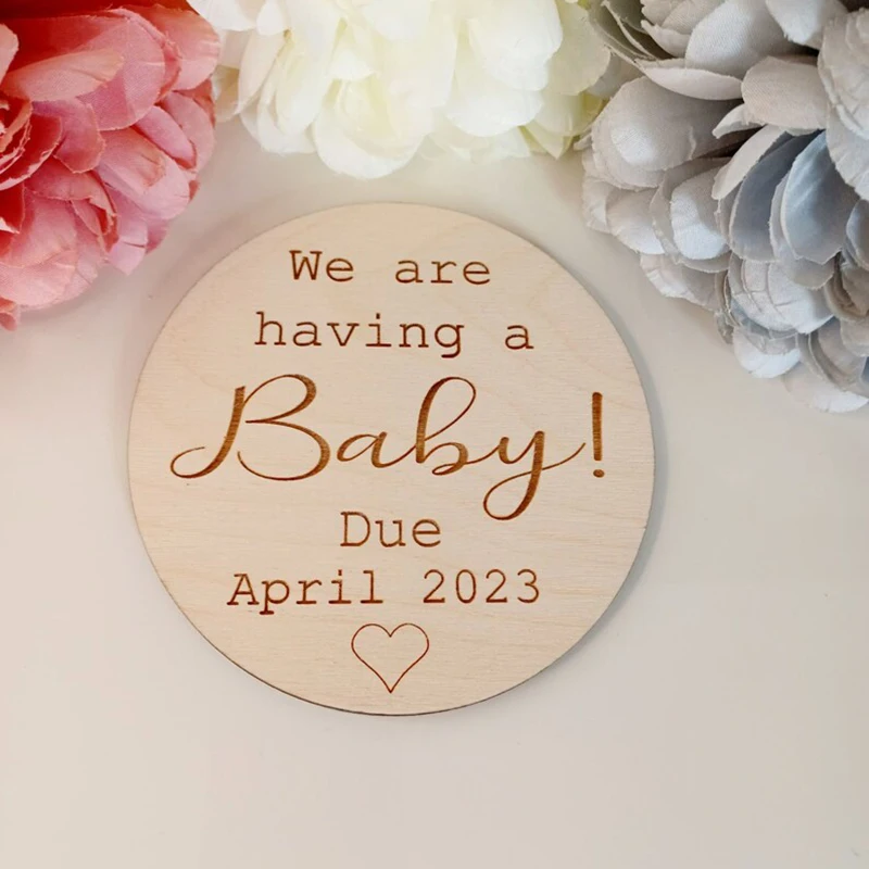 Custom Pregnancy Announcement,We\'re Having A Baby,Personalized date Wooden Baby Arrival Sign, Baby Coming soon Announcement Sign