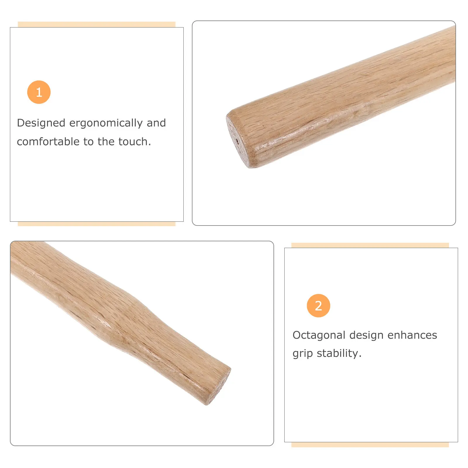Wood Hammer Handle Replacement Tool Handle for 4Lbs Sledge Masonry Ball Peen Hammers Octagonal Grip Wood Parts for Workshop