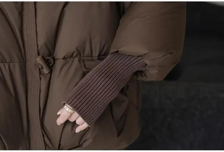 2025 Winter Neue Unten Kurze Gepolsterte Jacke Frauen Parkas Pelz Kragen Dicke Baumwolle Mäntel Kleidung Schwarz Casual Oberbekleidung Weibliche neue – Detail 18