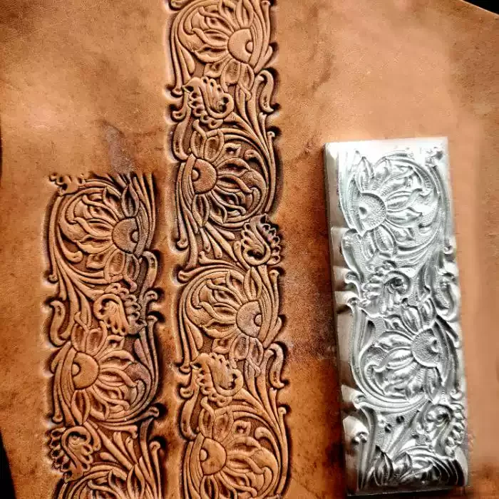 

sunflower pattern belt embossing die for tanned cowhide leather embossing template,leather punches tool set deri el aletleri