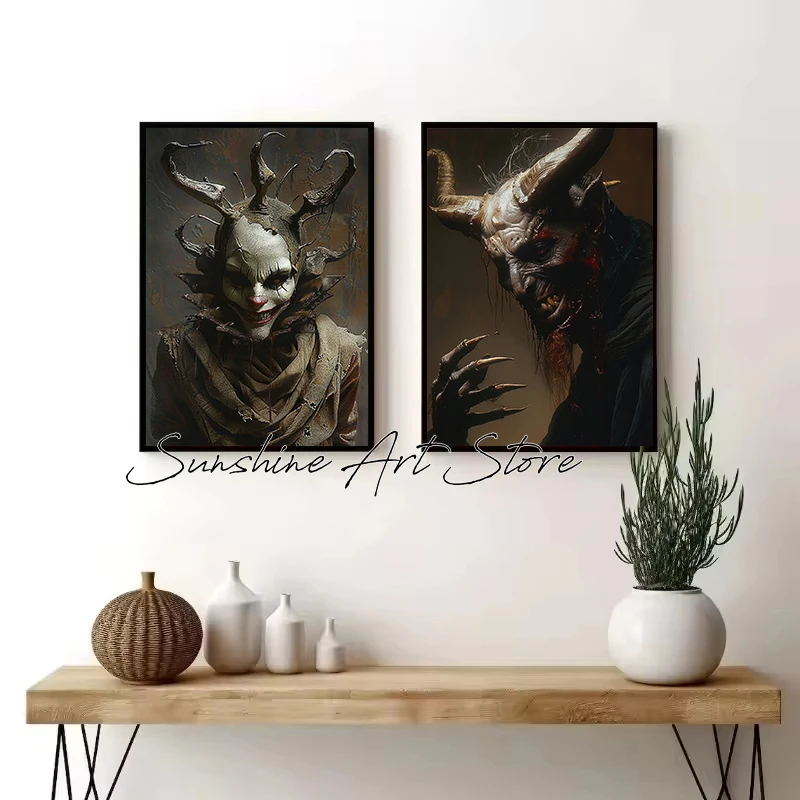 Spooky Dark Fantasy Gothic Prints Canvas Poster Home Room Dark Fantasy Devil Demon Bar Darkness Wall Decoration Gothic Art Print