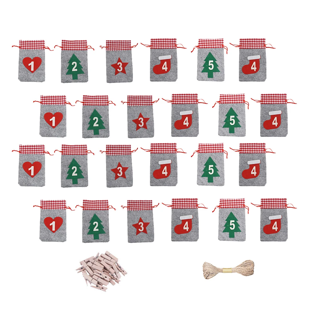 

Christmas Gift Bag Felt Decorative Advent Calendar Snack Favor Cookie Toy Children Hanging Wall
