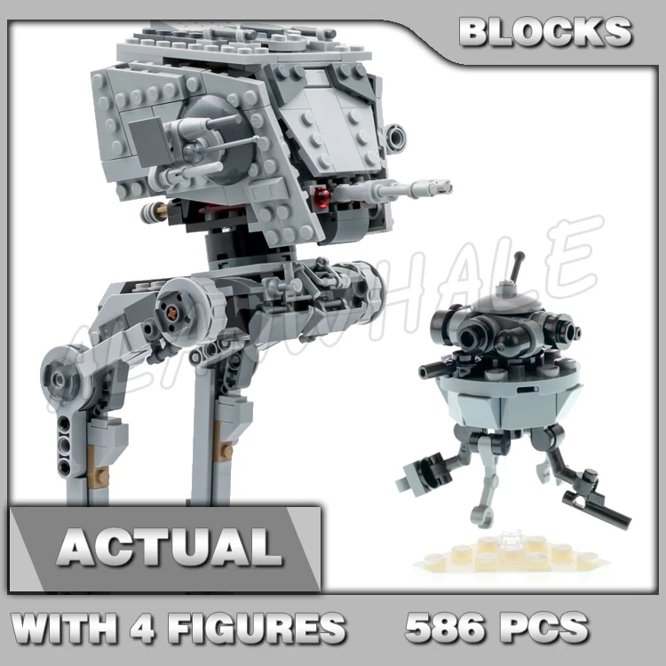 

586 шт., звездный план Hoth AT-ST, императорские ходунки, подвижные ножки, вращающиеся колеса с головкой, 99918, строительные блоки, игрушка, совместимая с моделью