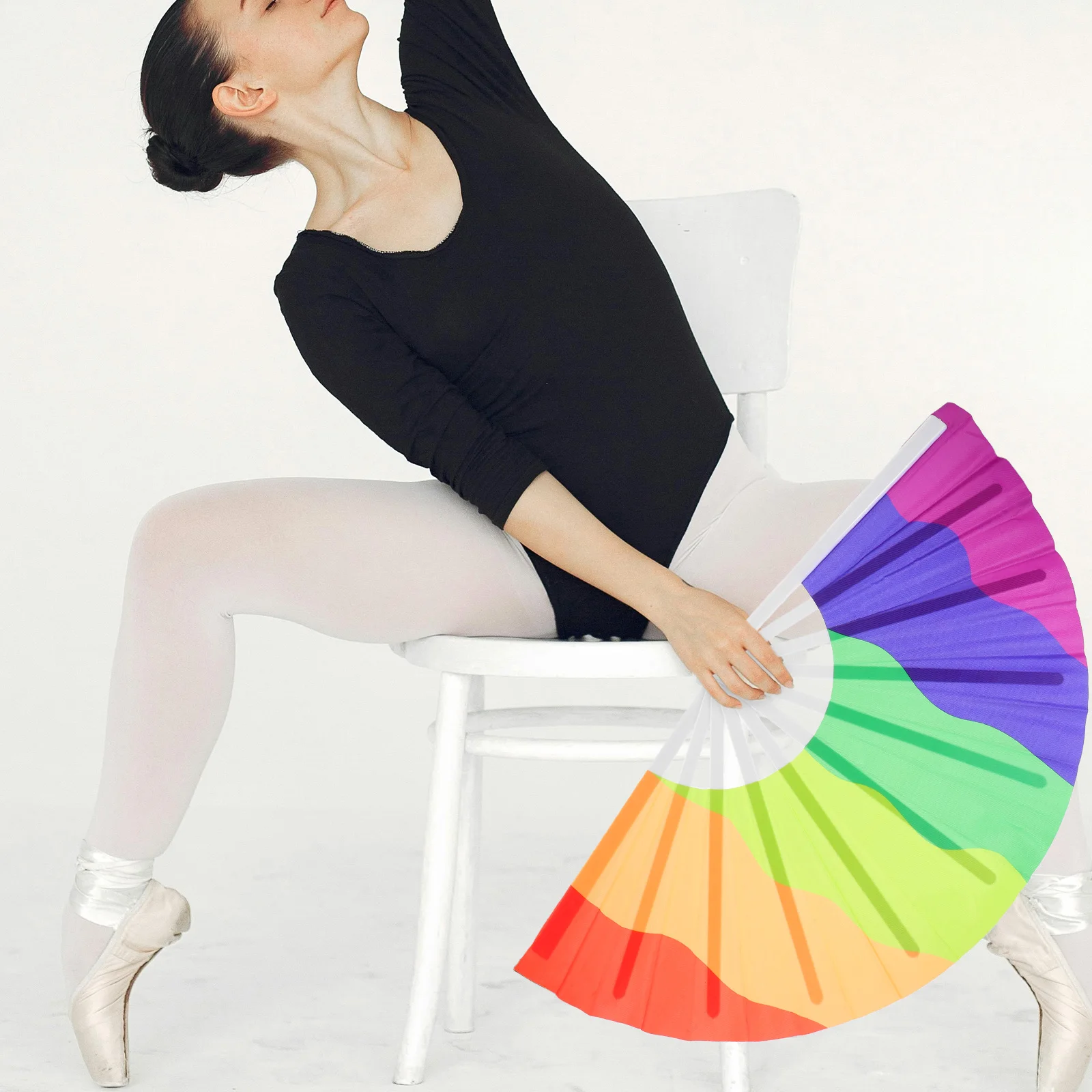 

Rainbow Folding Fan Lightweight Portable Handheld Fan for Pride Celebrations Wedding Dance Party Photo Props Hand Plastic Fans