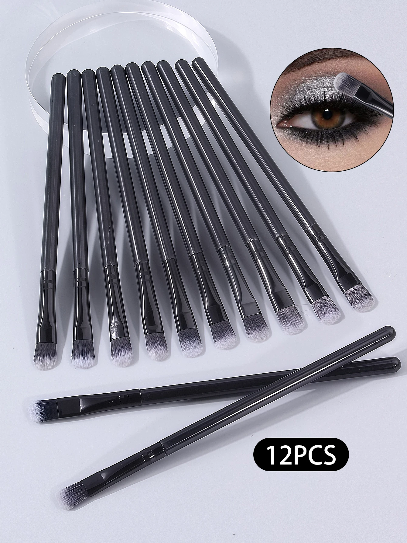 Set di pennelli per ombretto a setole morbide da 12 pezzi - Pennello per sfumare il trucco degli occhi, Pennello per evidenziatore, Pennello per correttore, Strumenti per trucco portatili