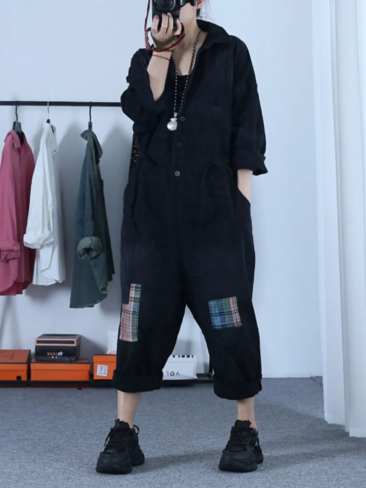 American Spring and Autumn New Women's Jumpsuit Loose Retro Workwear Jumpsuit