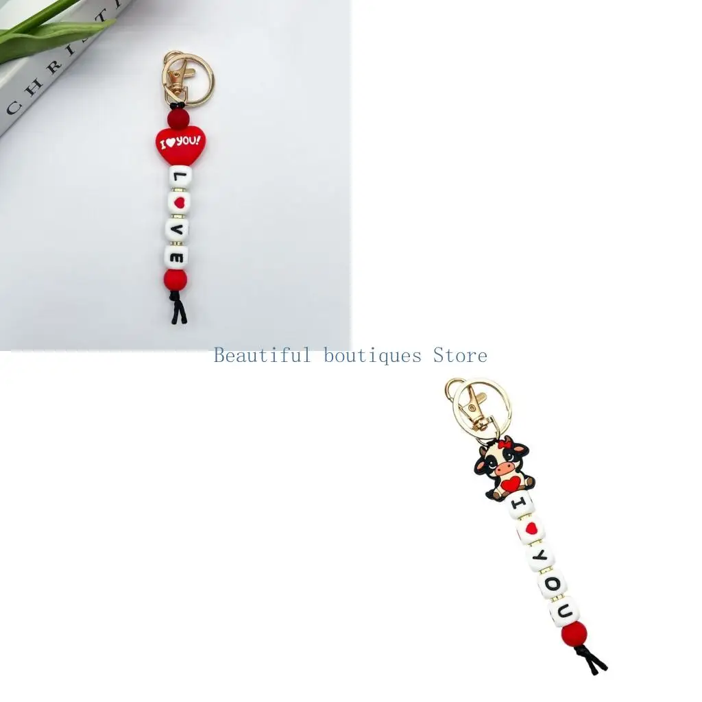 U4LF Letter Bead Silicone Keychain Charm for Keys, Backpacks, and Bag Carry
