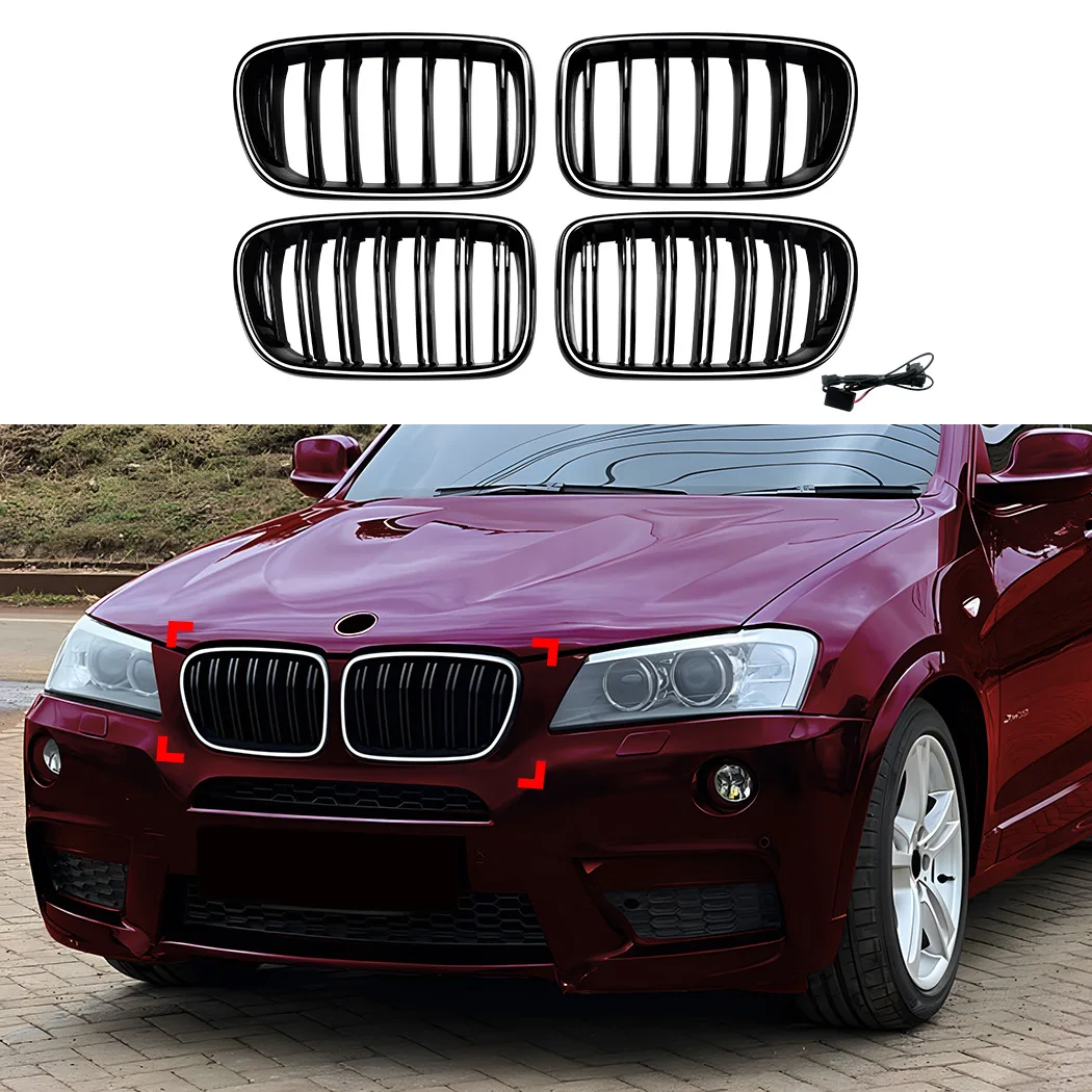 

Applicable to BMW X3 F25 pre-2011-2013 cross-border modification of LED luminous medium grid air inlet grille