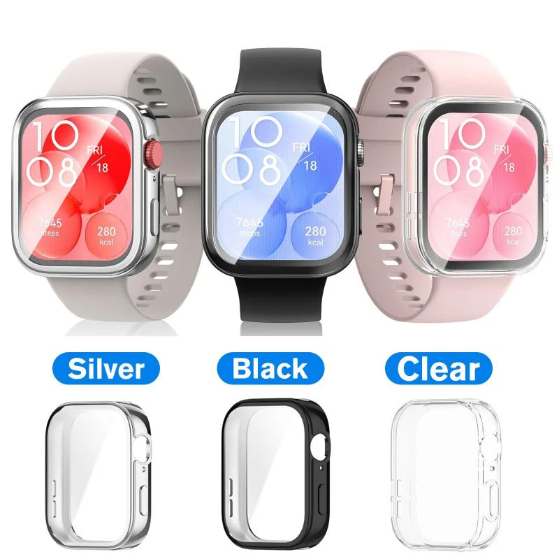 3Pcs TPU Case For Huawei Watch Fit 3 Full Cover Cases Screen Protector SmartWatch Fit 3 Soft Bumper Shell Protection Accessories