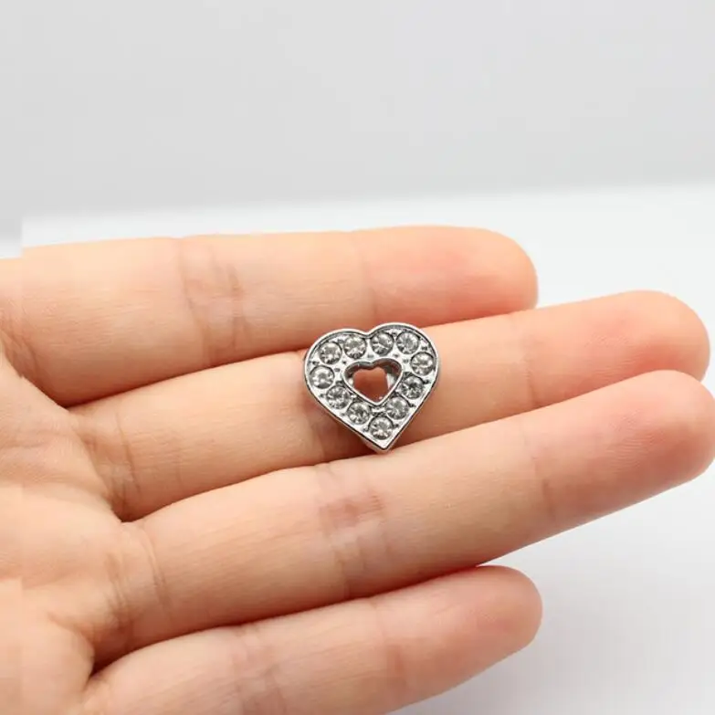 10PC/lot 10MM clear rhinestones & heart star butterfly crown Slide Charm For 10mm DIY Bracelet Wristband Jewelrys Making