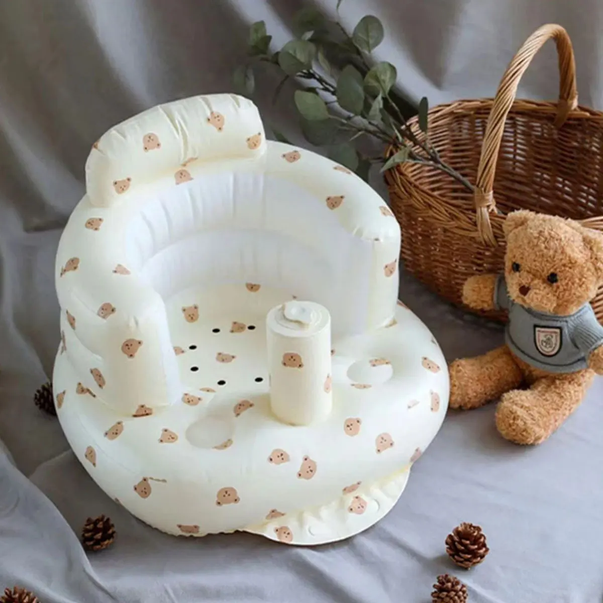 Multifunctional Baby PVC Inflatable Seat Inflatable Bathroom Sofa Learning Eating Dinner Chair Bathing Stool